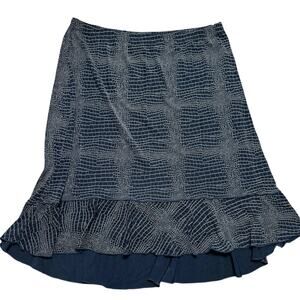 VIntage Dressbarn Black Snake Print Asymmetrical Ruffle Midi Skirt Size 1X
